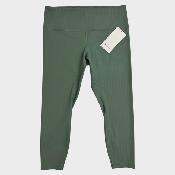 lululemon athletica Pants - Lululemon Wunder Train High-Rise Ribbed Tight 25" - Grey Eucalyptus, Size 14
